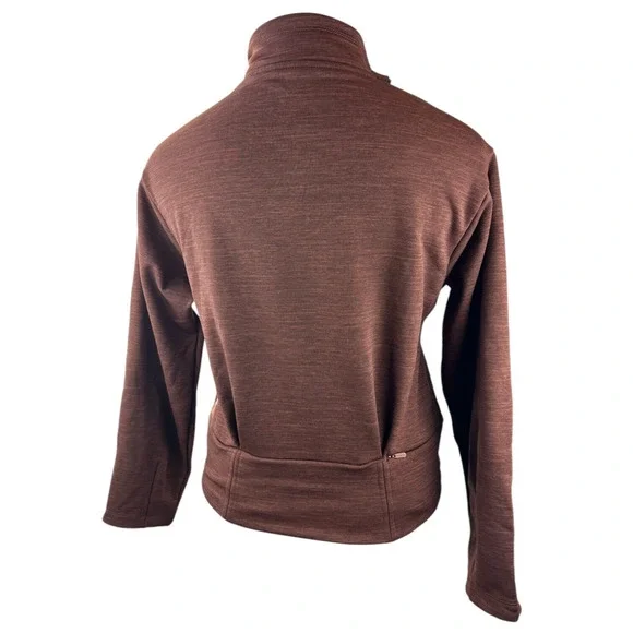 Athleta Altitude Polartec Half Zip Sweatshirt Mahogany Heather Brown Crop Small - Picture 8 of 14